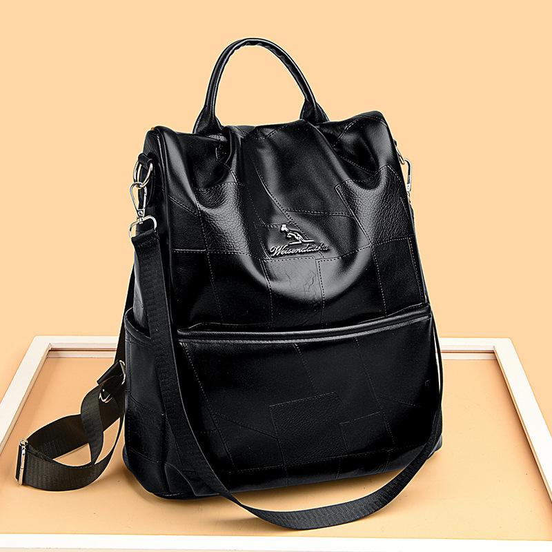 Geometric splicing pattern anti-theft backpack women's new retro large-capacity fashion backpack leisure travel backpack