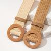 2pcs Boho Brown Straw Belts Classic Round Buckle Wide Belts Elegant Summer Beach Waistbands For Women Daily Use