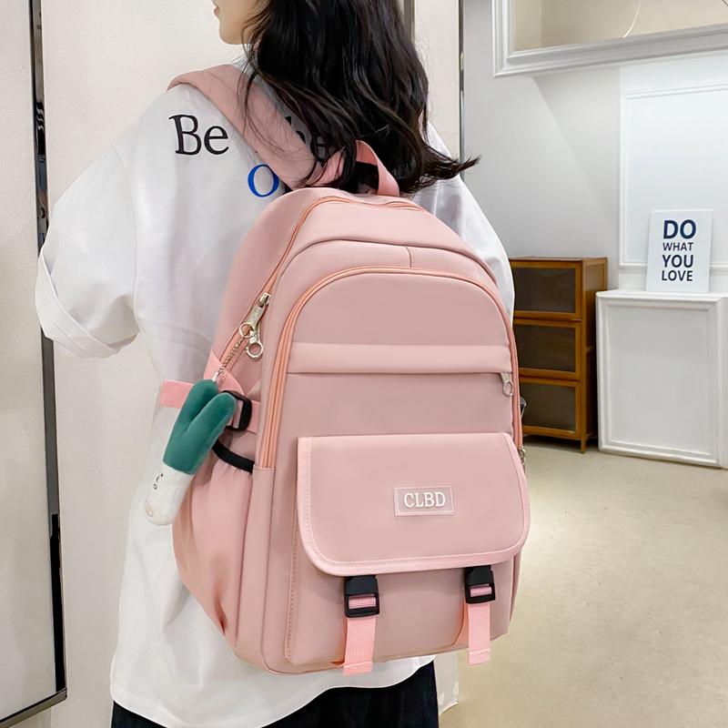 Four-Piece Backpack Set Student Schoolbag Women's Solid Color Backpack