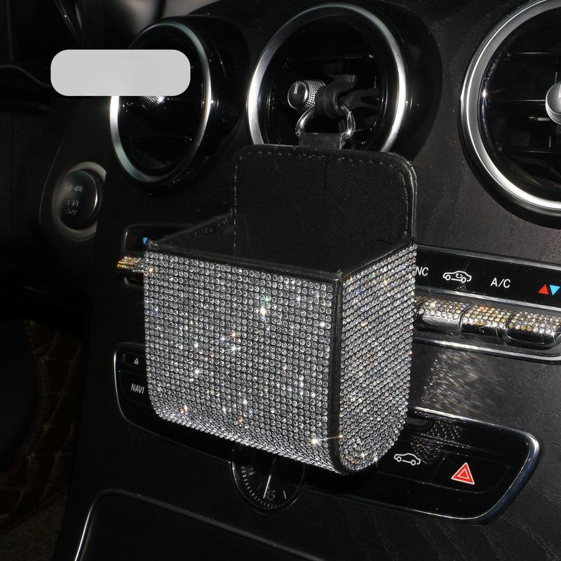 Car Storage Bag Air Vent Dashboard Tidy Hanging Leather Organizer Box Glasses Phone Holder Storage Organizer Car Accessories