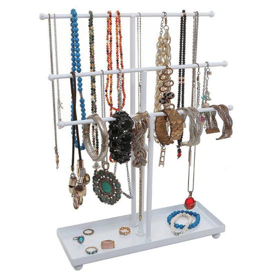 Jewelry Rack Stable Base Multi-Tier Easy To Assemble Keep Organized Space-saving Necklace Display Functional T-Shaped Ring Watch Bracelet Storage