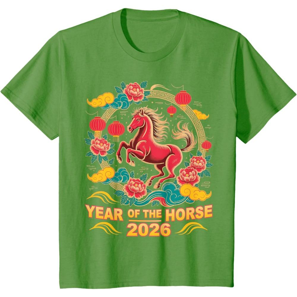 2026 Chinese Lunar New Year Unisex Women T Shirt 2026 Year of The Horse TShirt New Year Gifts Y2k Tops Vintage Women Clothing