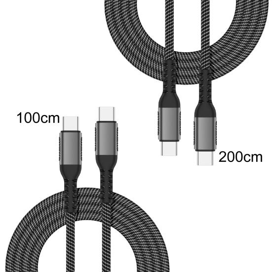 Data Cable 2-in-1 Fast Charging 5A PD 100W Type-C to Type-C Charging Cord for Laptop