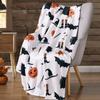 Soft Office Nap Blanket Bat Ghost Print Sofa Throw Blanket Cozy Halloween Flannel Blanket  Bed Room