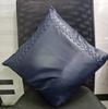 Lambskin Leather Pillow Cover -Navy Blue | Square Cushion Cover | BRAIDED Leather Throw Case Cover For Sofa Décor CRISS Crossed Laced - BLUE