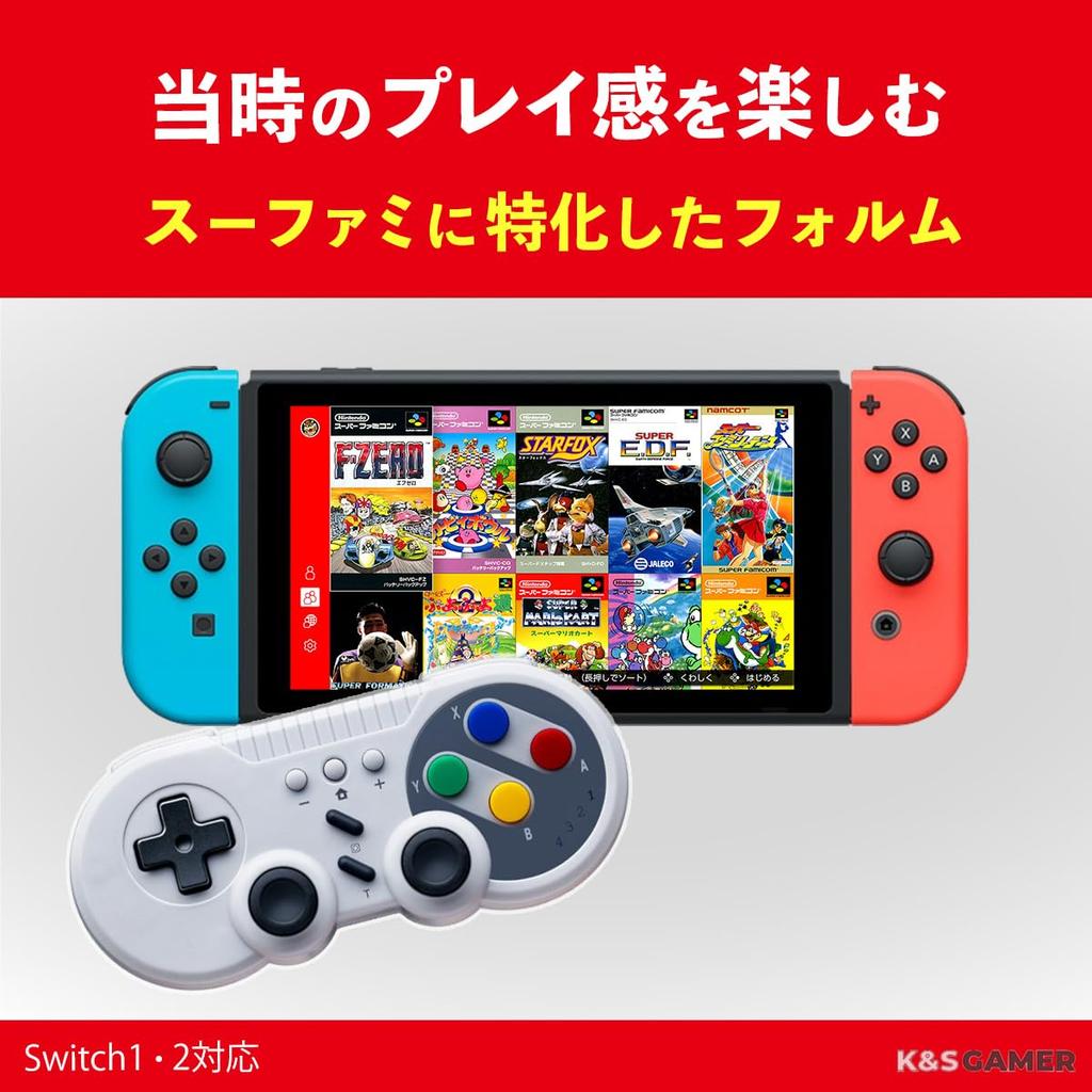 [K&SGAMER] Switch Pro Controller Super Nintendo Style Gamepad (Compatible with Switch 1 & 2, Steam, and PC)