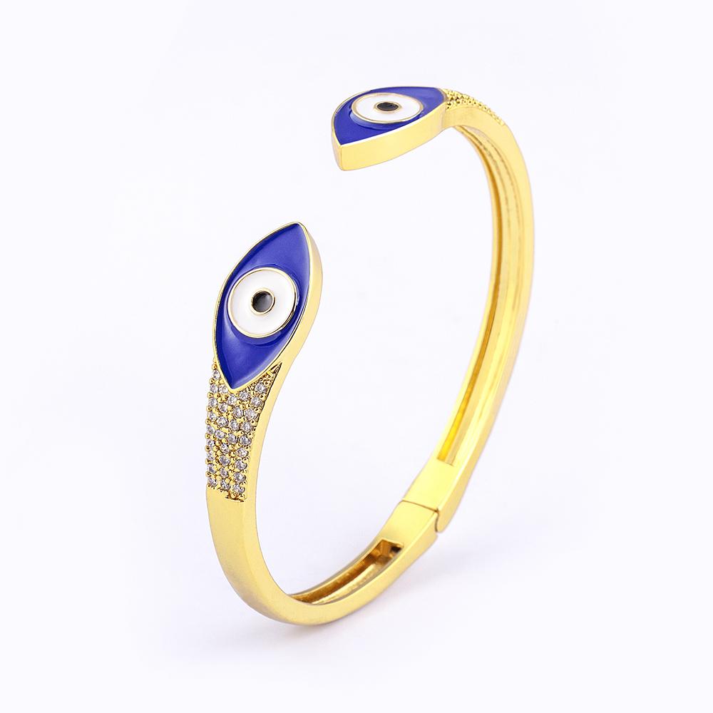 Nidin High Quality Lucky Evil Eye Bangles Bracelets for Women Girl Mutiltype Classic Colorful Enamel Boho Adjustable Jewelry