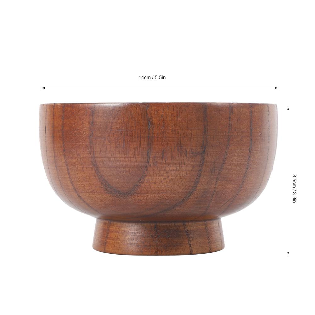 Salade de fruits Nouilles Riz Dîner Bol en bois Ustensiles de cuisine Récipient alimentaire VaisselleGrand 14cm