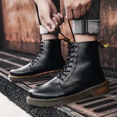 High-top Large Cotton Classic Martin Boots Men's and Women's British High-top Men's Boots Black Tooling Boots Retro Couple Trendy Leather Boots