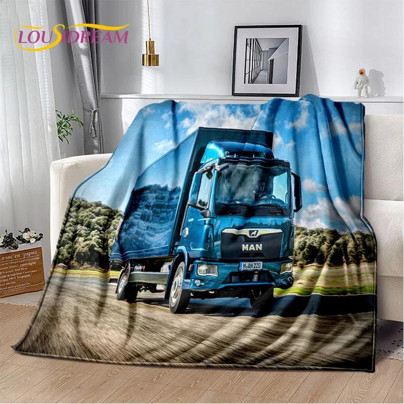 HD Man Truck Lorry 3D Printing Soft Flannel Blankets,Throw Blanket Comfortable Blanket for Picnic Beds Sofa Home Bedroom Gifts