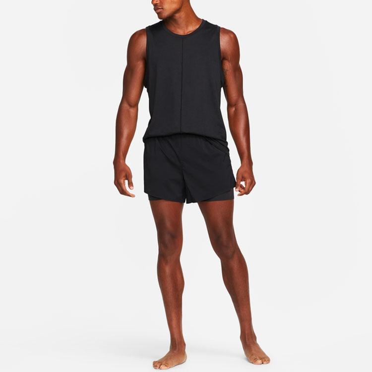 Nike Yoga Solid Color Lacing Breathable Casual Sports Shorts Black Men's DN1521-010