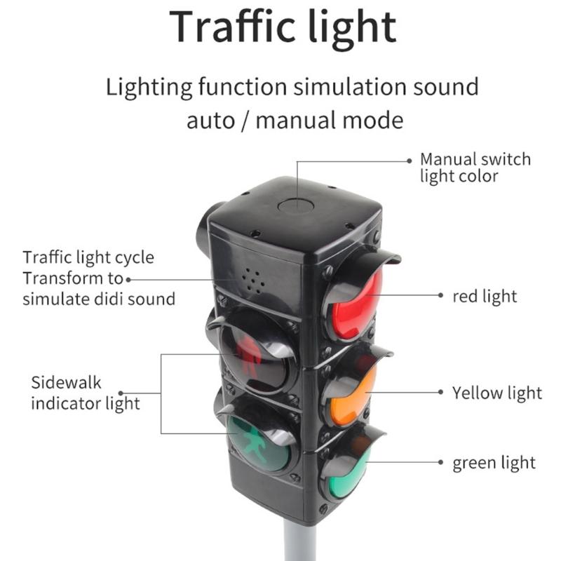 Interactive Kids Traffic Signal Light Toy for Toddler Outdoor Safety Learning Roleplay Activity Educational Road Sign