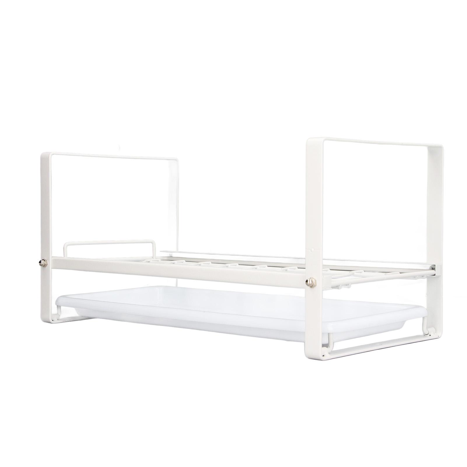 

Kitchen Cabinet Storage Shelf Rack Bowls Dishes Plates Drainboard Holder Rustproof Nonslip for Counter Cupboard Pantry білий