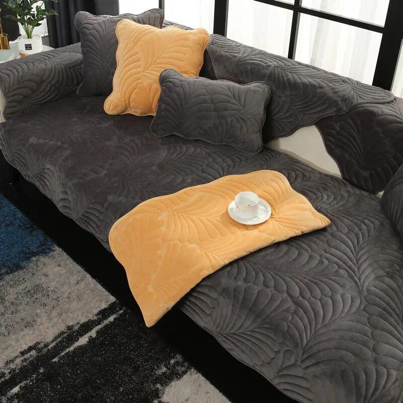Husă de canapea secțională din pluș, îngroșată, moale, din catifea moale, prosop matlasat pentru canapea Huse de canapea anti-alunecare pentru sufragerie