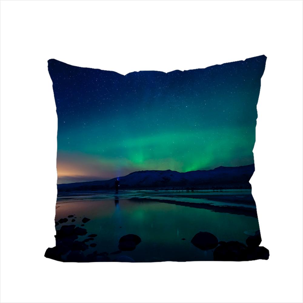 Polar Lights Pillow Case For Car Sofa Decorative Home Doublesided Print Plush Square Throw Pillow Cushion Cover
