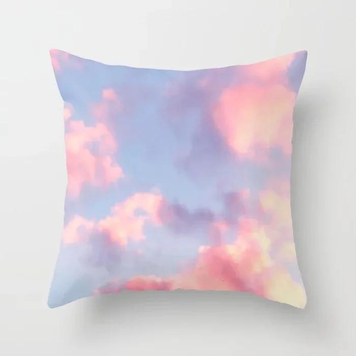 Bedroom Living Room Sofa Office Cushion Cover Pillowcase Pink Sky Cloud Pillow