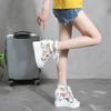Womens High-Top Floral Print Chunky Platform Wedge Sandals With Ankle Tie Zipper Back