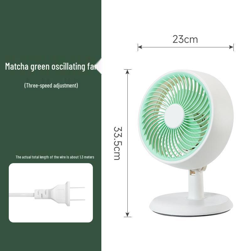 Compact Soundless Electric Desktop Fan with Large Airflow and Oscillating Head