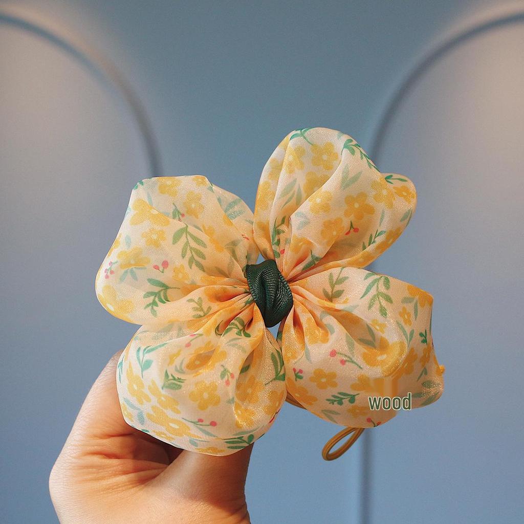 Child-Friendly High Elastic Hair Ties: Floral Bows & Ponytail Holders