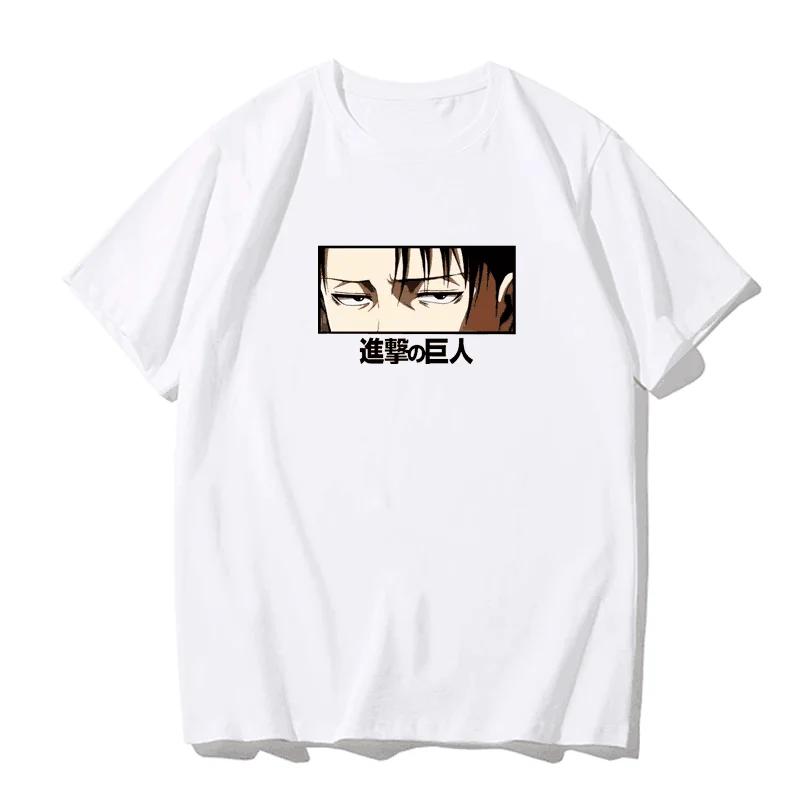 Japanese anime printed men's and women's shirt round neck loose short sleeve shirt Harajuku style Attack on Giant Y2k clothing