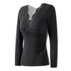 Thermal Bottoming Tops with Built-in Chest Pads DE Velvet Double Layer Warmth Long Sleeve Pullover Tops Solid Color Winter Inner Outer Wear