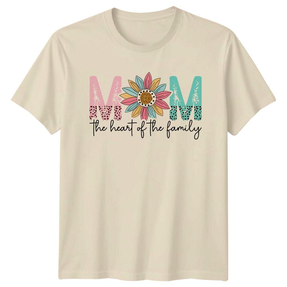 Floral Mom The Heart Of The Family Mothers Day Gift TShirt