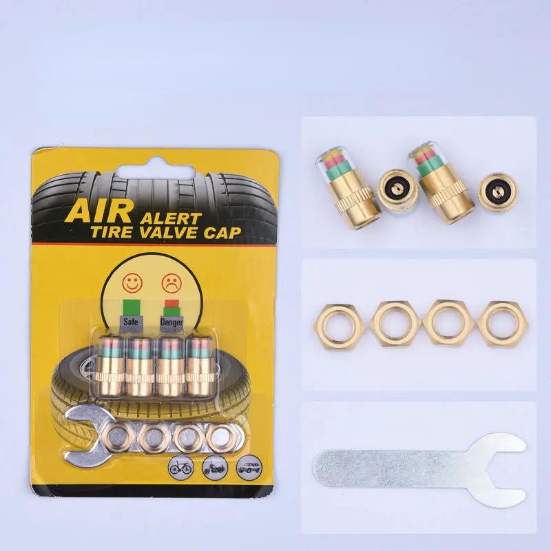 4pcs Car Tire Pressure Indicator Tire Pressure Gauge Indicator Alert Monitoring Valve Cap Sensor External Valve Detection