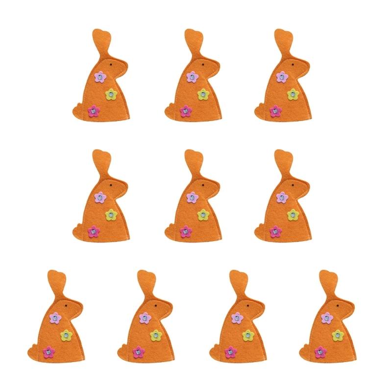 10Pieces Easter Bunnies Eggs Holder 18x10.50cm Fabric Eggs Covers Eggs Sleeve For Home Decoration Party Table Setting