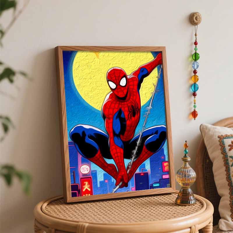 Disney SpiderMan Oil Art Painting Kit Home Wall Decor Handmade Gift Modern Aesthetic Vibrant Superhero Poster Room Living Wall Art Decor