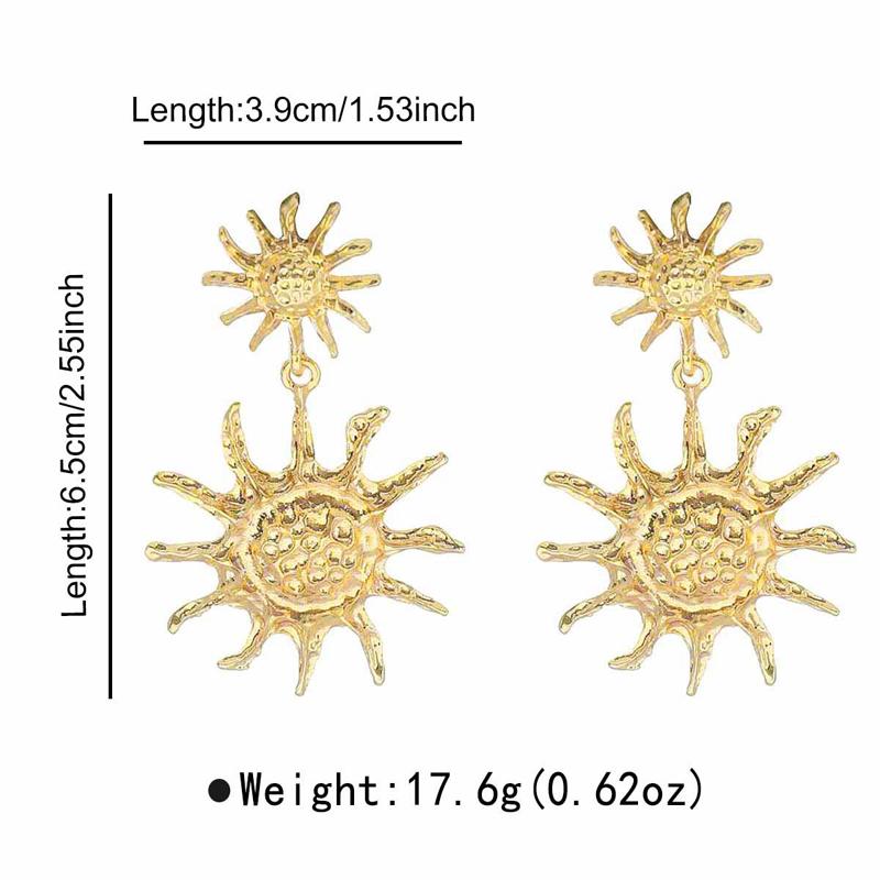 

Exaggerated Metal Sunflower Pendant Earrings for Women Personality Gold Color Sun Long Earrings Fashion Party Zircon Gitfs золотий