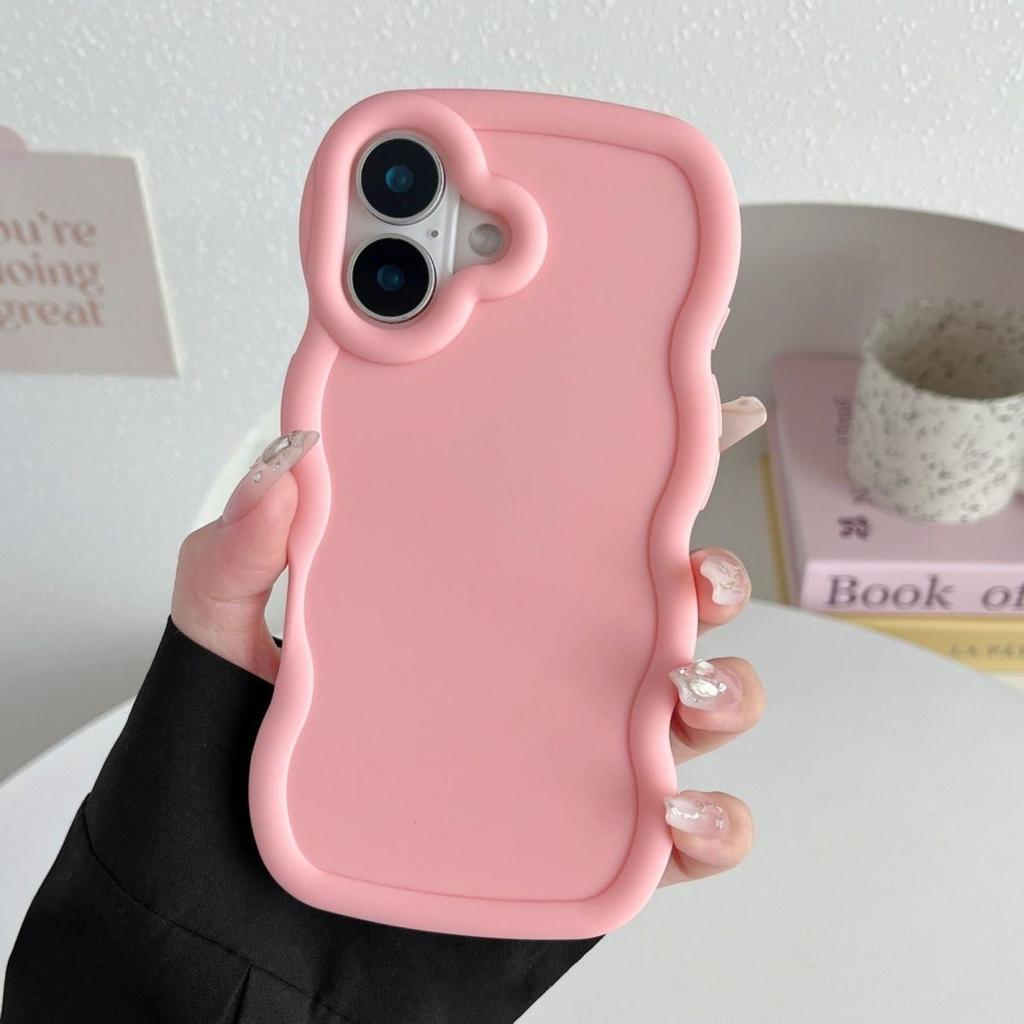 Applicable To Apple 17promax Mobile Phone Case Wave Macaron iPhone16/15/14/12/11 Simple DIY