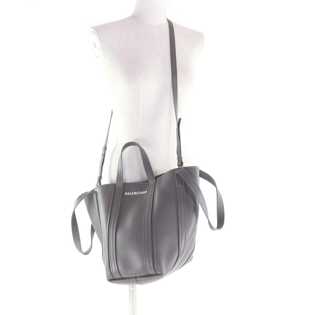 Great BALENCIAGA Tote Bag Everyday North South Small gray leather Women 672791 Used