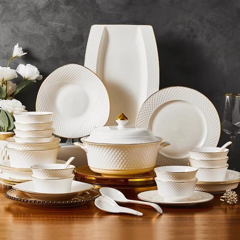 Shangxingzhishi 48-Piece Light Luxury Ceramic Dinnerware Set