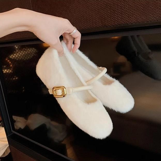 Grape Mother Has the Same Style, Ballet Style, One-word Belt To Increase the Height of Mao Mao Mary Jane Single Shoes for Women's Spring and Autumn 