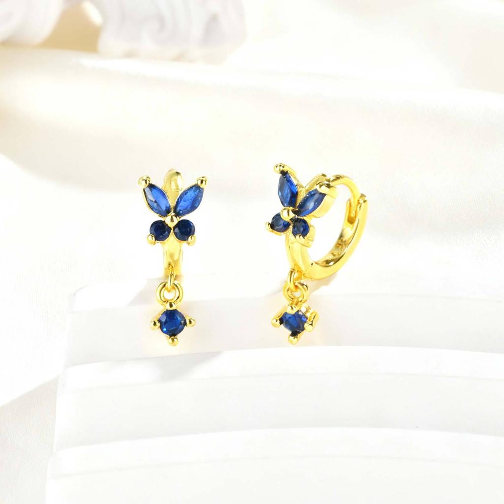 Colorful Zircon Pendant Butterfly Hoop Earring For Women, Fashion Elegant Women CZ Dangle Accessory