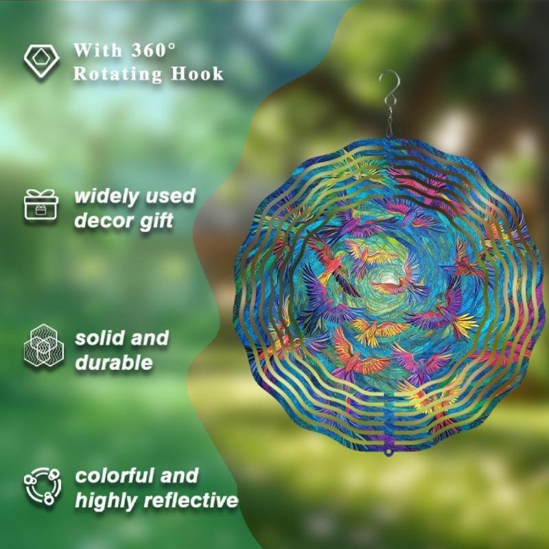10 Inch Hanging Wind Spinner with 360 Degree Hook for Balcony Garden Decor Spring Summer Outdoor DecorationMetal Wind Chimes for Home Decor