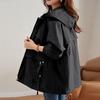 Mode Frühling Herbst Modische Plus Größe Frauen Mittlere Länge Windjacke Mantel Mit Kapuze Casual Weich Blau Schwarz Khaki