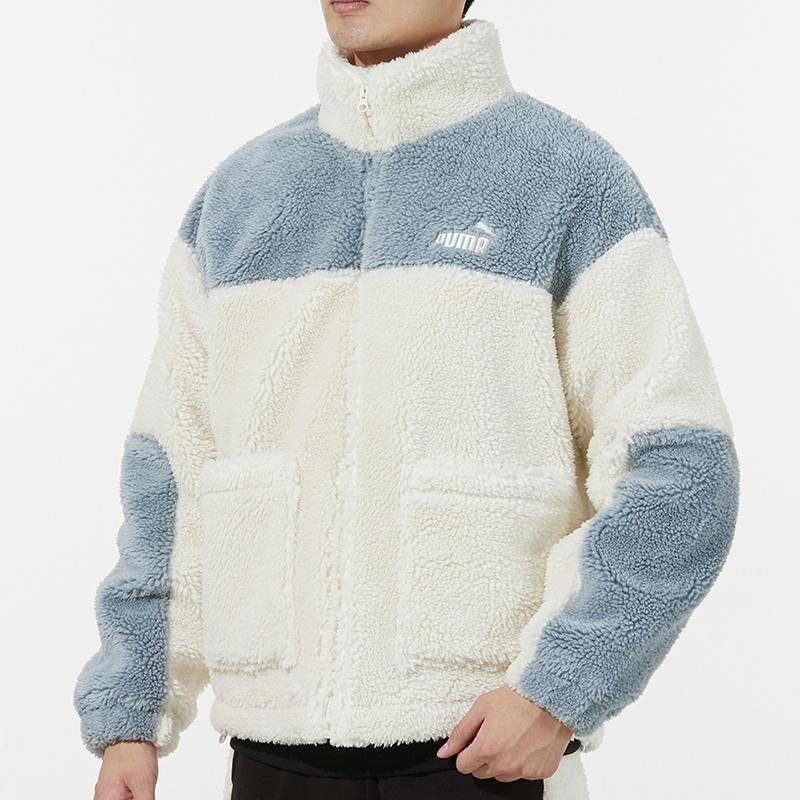 PUMA Color Blocking Sherpa Jacket Contrasting Colors lamb's wool Stay Warm Sports Logo Creamy White Men's 534931-93
