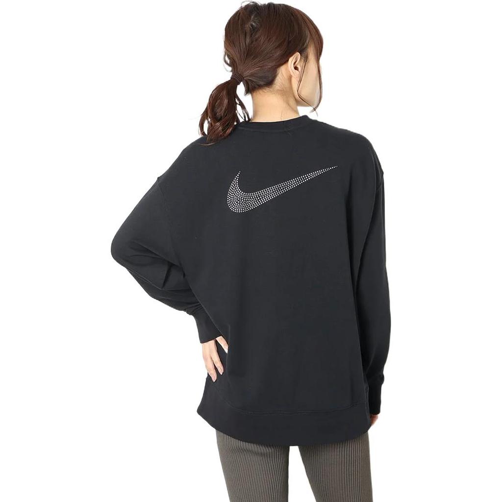 Nike Logo Knit Crew Neck Sweatshirt Women Tops Black DD5468-010