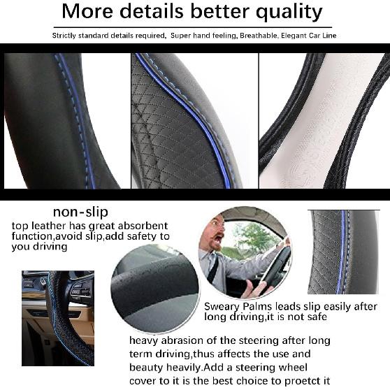 Ford F-150/F150 2015 2016 2017 2018 2019 2020 2021 2022 2023 2024 için PU Deri Direksiyon Kılıfları Kaymaz Nefes Alabilen Araba Direksiyon Kılıfı Spor
