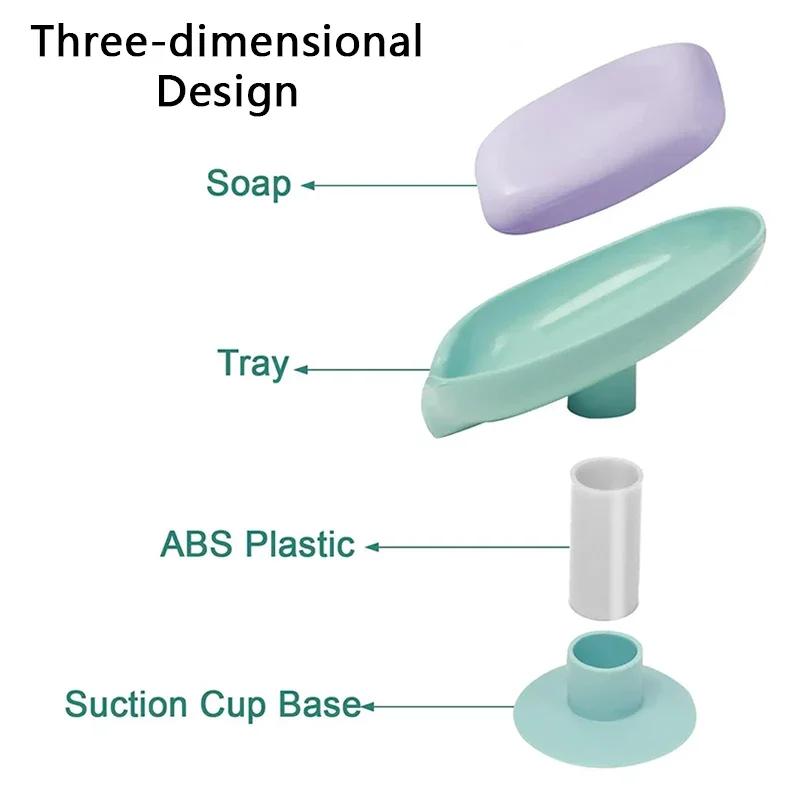 1PC Leaf Shape Soap Holder Suction Cup Sponge Dish Rack With Drain Water Bathroom Shelf For Home Storage Box Kitchen Accessories