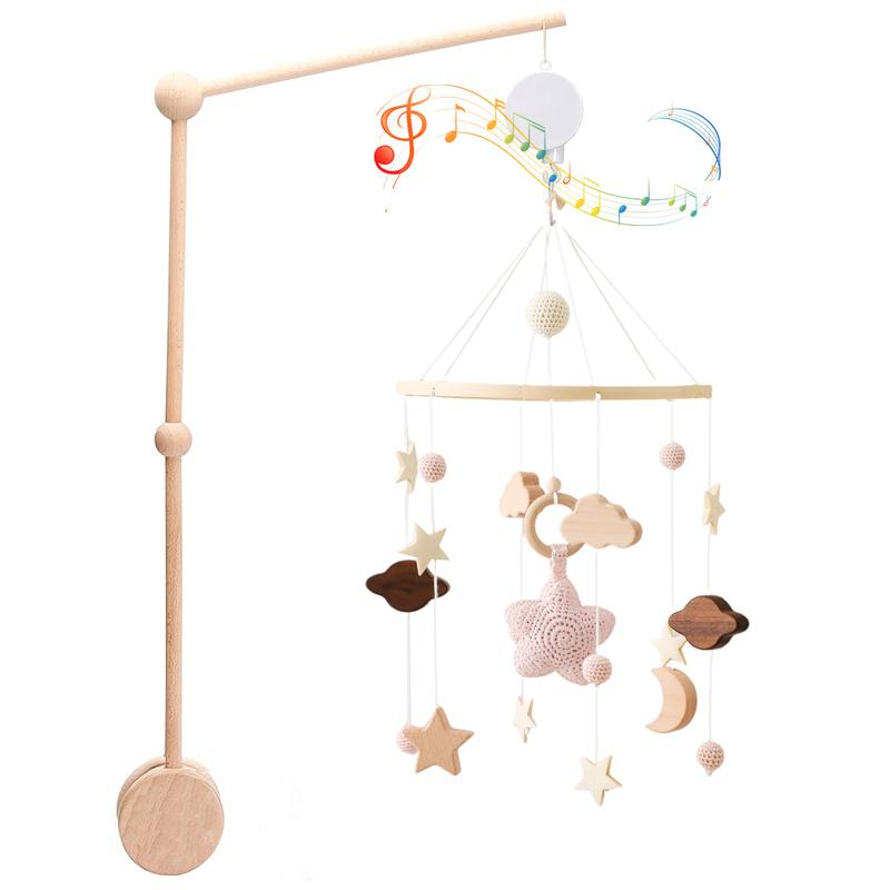 3Pcset Baby Wooden Bed Bell Bracket Mobile Hanging Rattles Toy Hanger Baby Crib Mobile Bed Bell Wood Toy Holder Arm Bracket