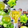 10Pcs Tennis Balloons Tennis Ball Foil Mylar Balloons for Boy Girl Tennis Birthday Party Decorations