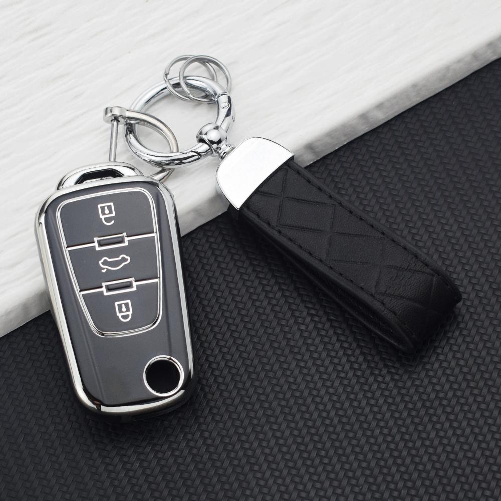 3 Buttons Premium Soft TPU Car Key Fob Protective Cover Shell for MG ZS MG6 MG5 GT MG3 GS MG7 350 360 750 Roewe RX5 Keychain