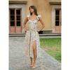 World FARCENT French style Fresh Floral Sweet Bowknot Decoration Waist Hugging Split Beautiful Atmosphere Dress