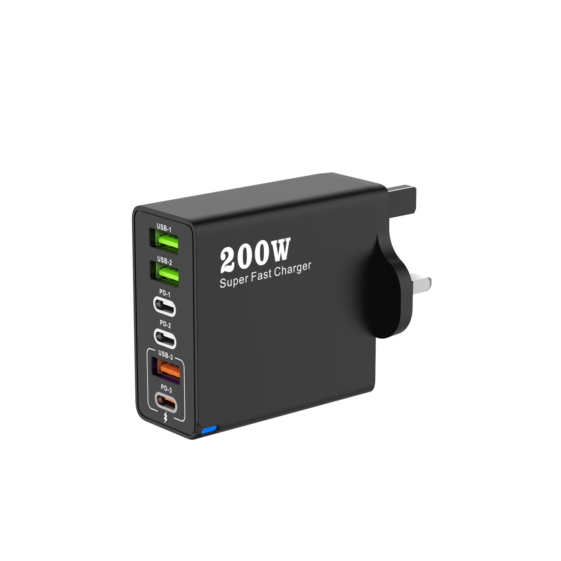 

200W USB Multi-Port PD25W Fast Charger for Mobile Devices Bare Machine [Frosted Bag]