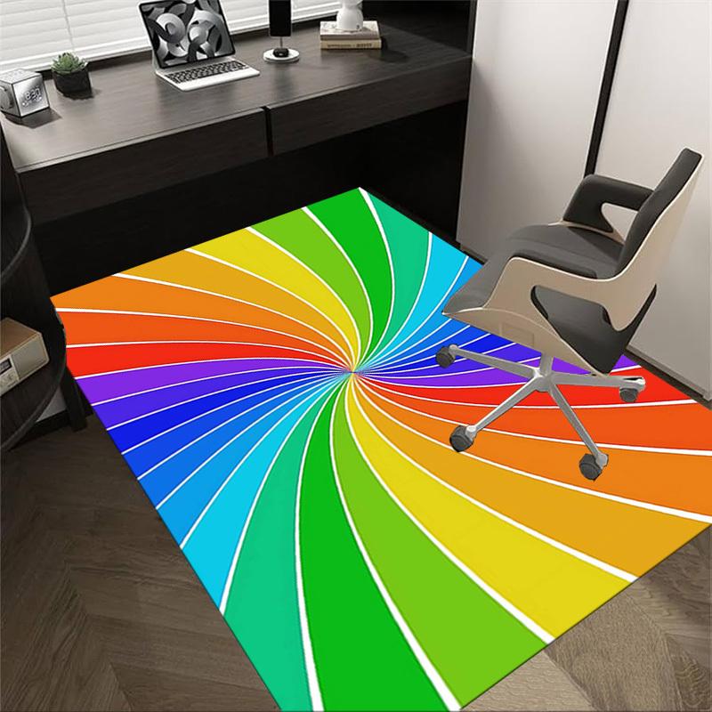 1PC rainbow spiral Extra Large Non Slip Floor carpet, Office, family, bedroom, Studio Large Area Rug Indoor Rugs, , Vibrant Colors