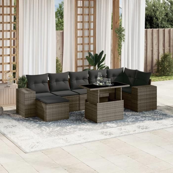 VidaXL Salon de jardin 8 pcs avec coussins gris résine tressée 3269320