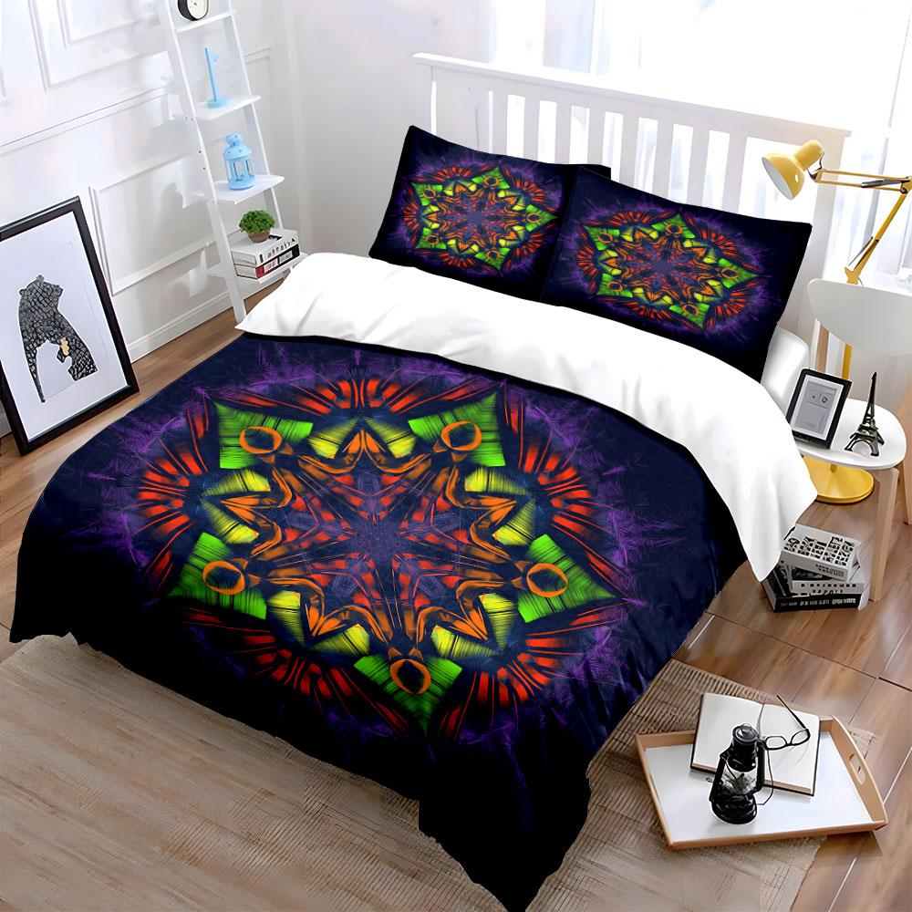 "Mandala Art Decoration Set" Bedding Set with 1 Duvet Cover 2 Pillowcases Single Double King Queen, Gift