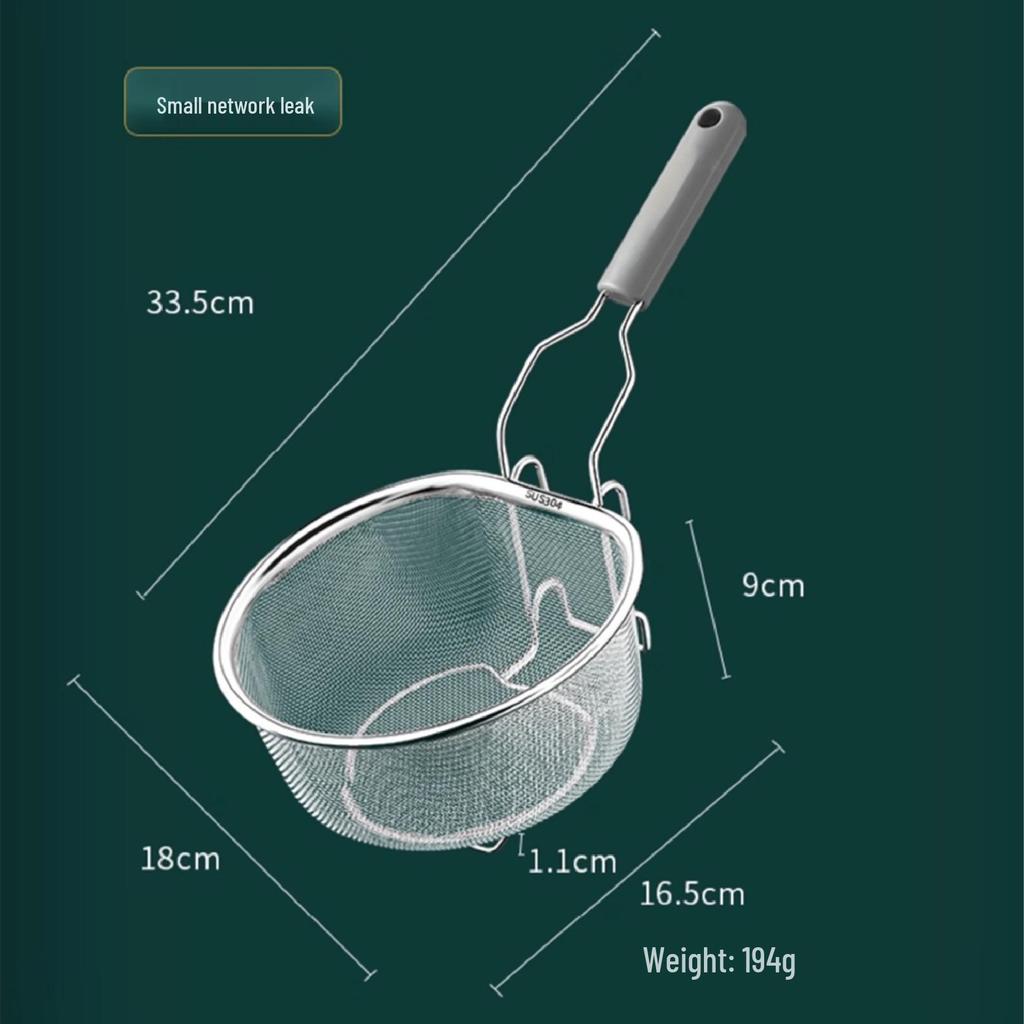 304 Stainless Steel Skimmer Fine Mesh Fryer Basket Oil Strainer Noodle Colander